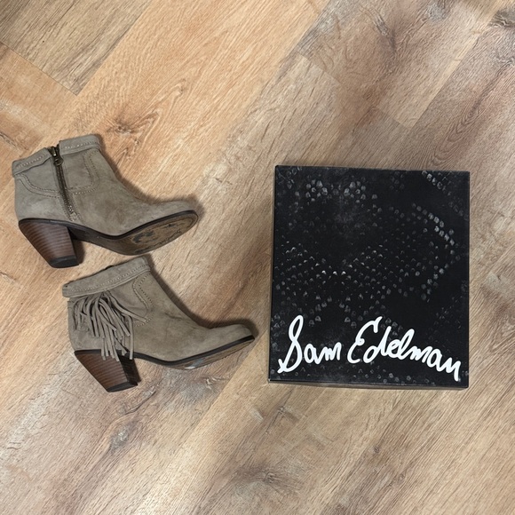 Sam Edelman Women's Louie Tan Suede Ankle Booties Size 8 - Picture 1 of 13